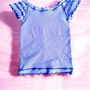 Anthropologie Bordeaux Periwinkle Stretch Tank with Ruffled lettuce edge seams 💜